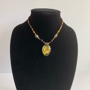 Yellow glass beaded Handmade Necklace